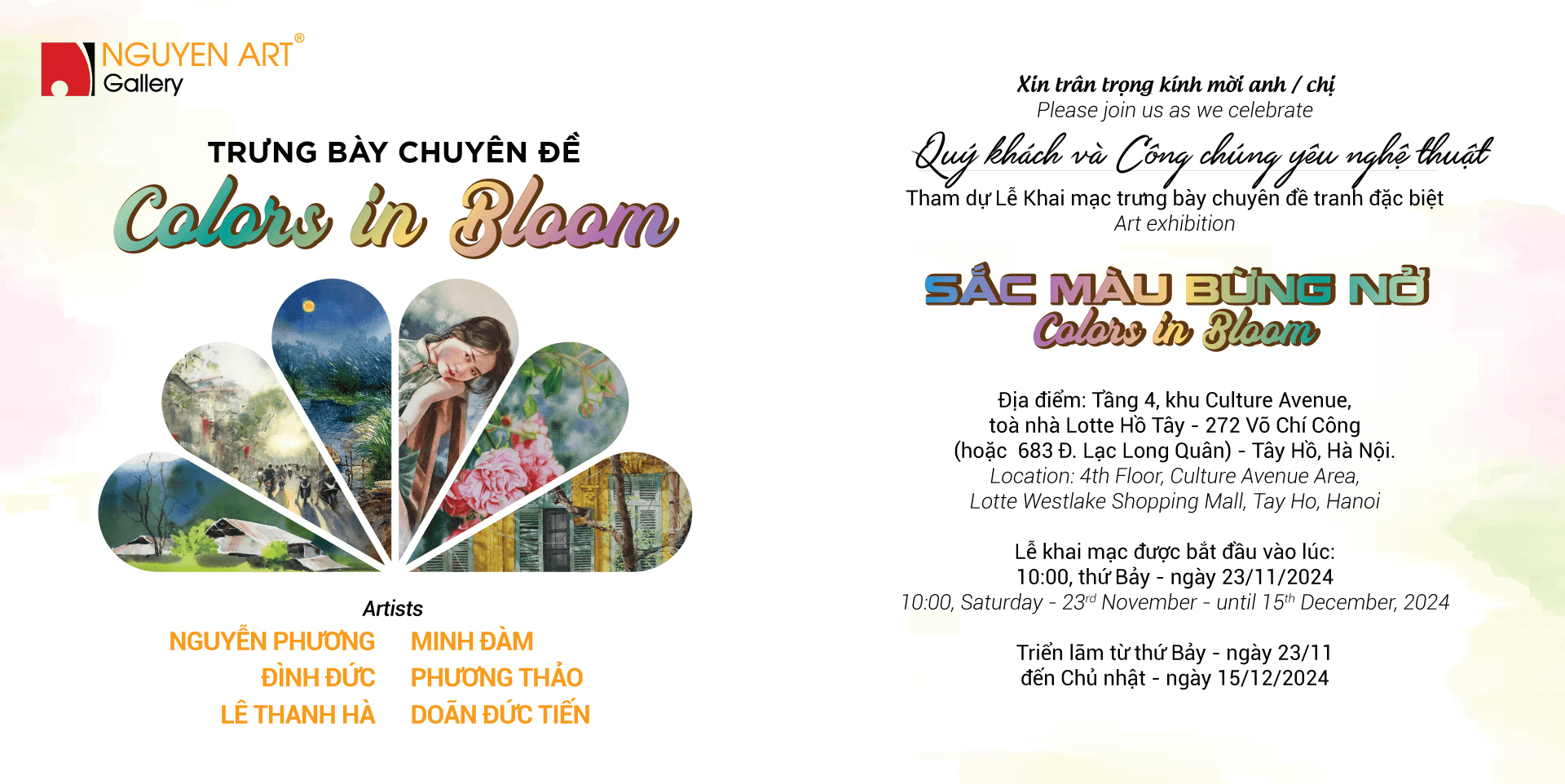 Nguyen Art Gallery giới thiệu Triển Lãm Màu Nước Colors in Bloom Sắc Màu Bừng Nở